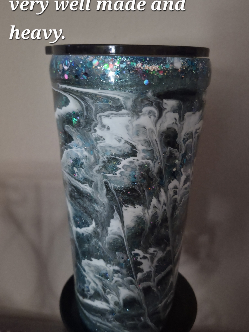 TWO TUMBLERS Handmade Blue-Green Swirl Decorative Art Tumbler